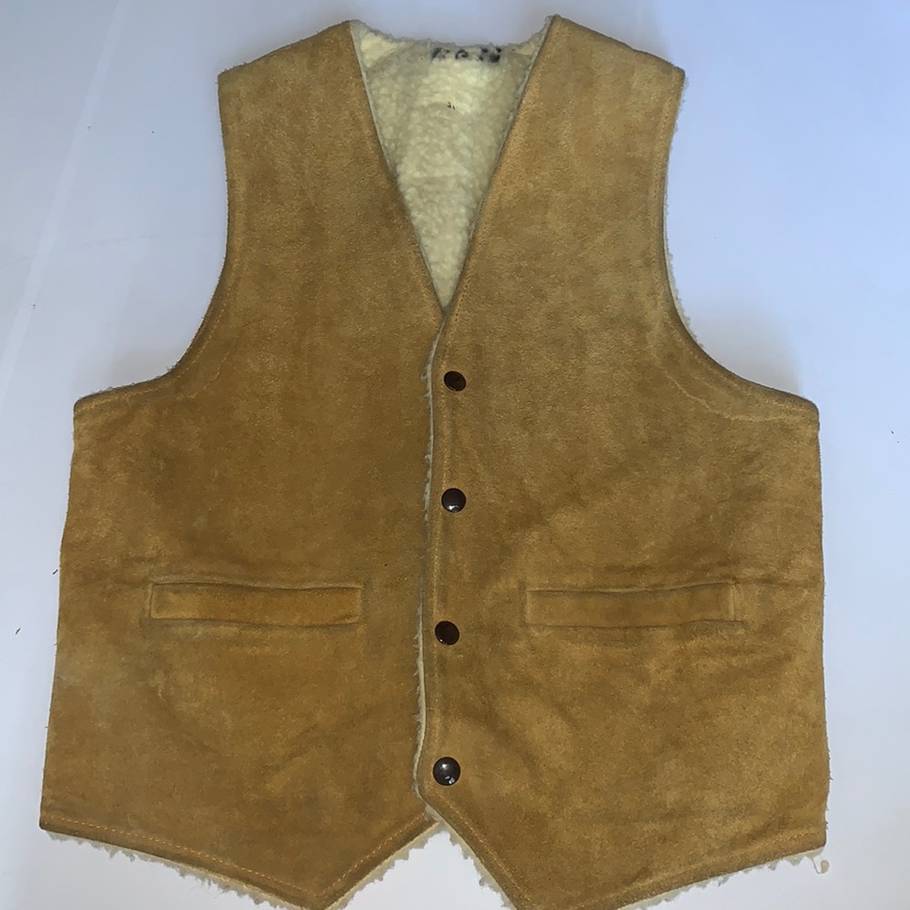 Vintage Suede Sheepskin Cowboy Vest Size Small